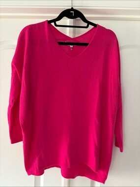 Miracle V-Neck Sweater in Vibrant Pink